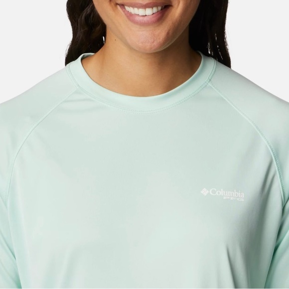 ❤️Columbia Women’s PFG Tidal Tee ll Long Sleeve-Gullfoss Green, White Lo… - Picture 5 of 16